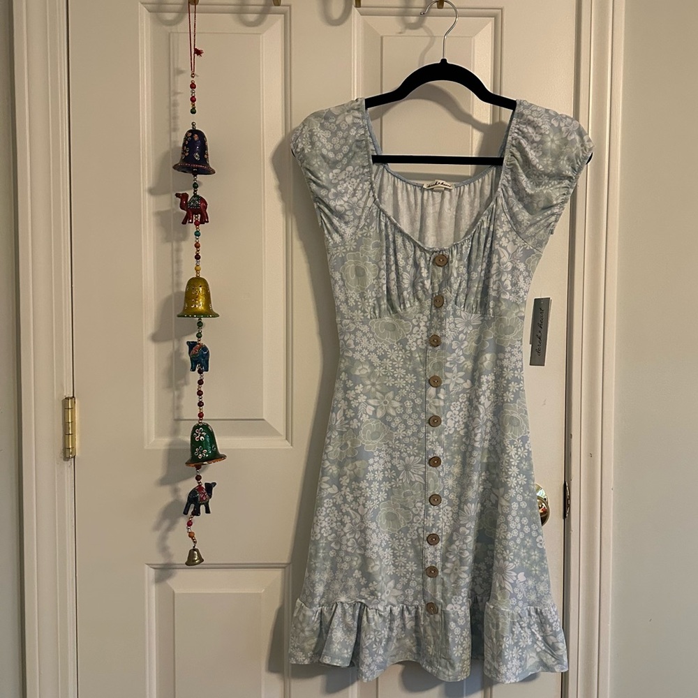 Derek Heart- Blue and Green Floral Mini Dress Small